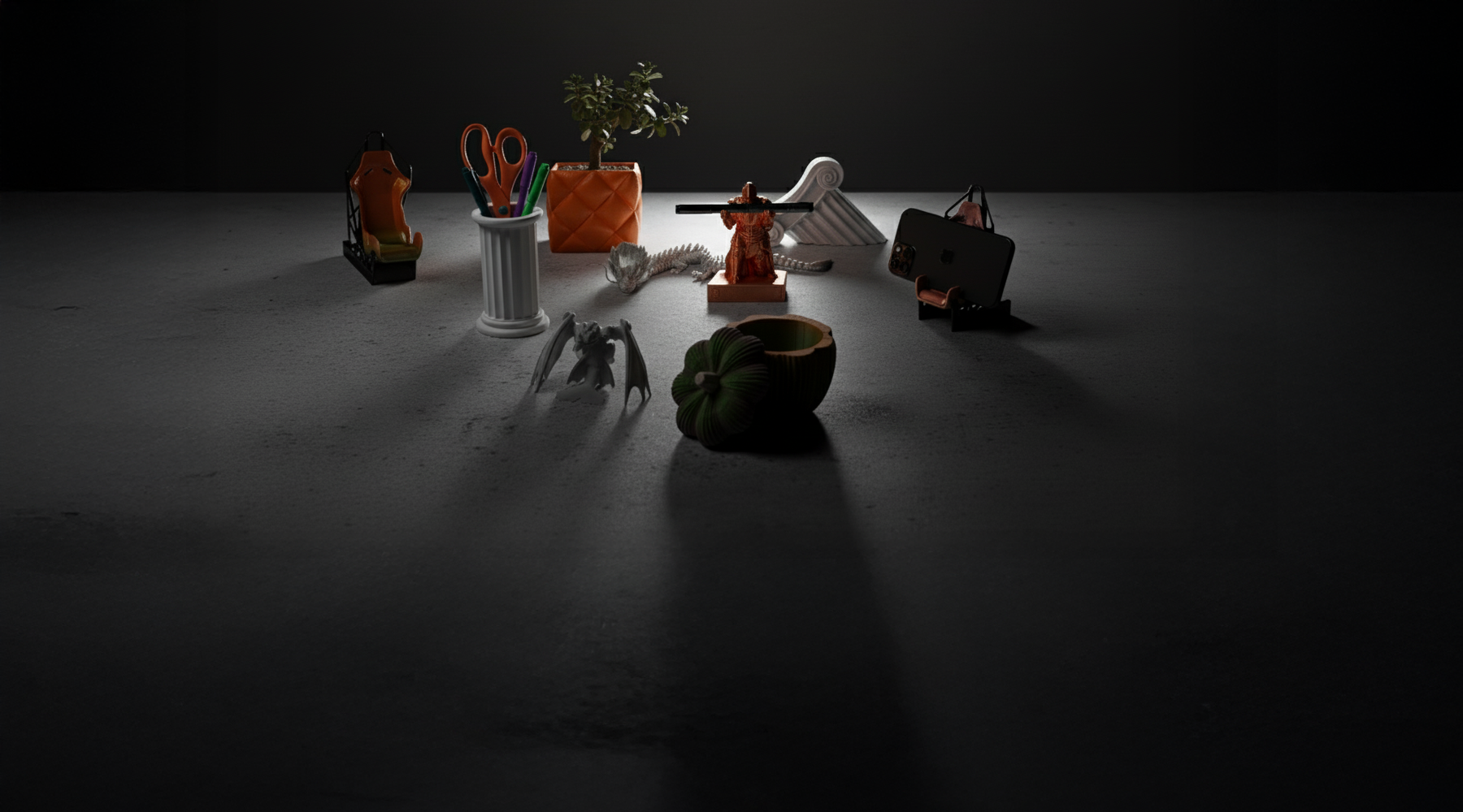 Million Prints 3D printed functional decor and desk accessories for office professionals, gamers, creators, and work-from-home-setups -- featuring collectible dragons, artistic pen holders, phone stands, and modern workspace organisers.