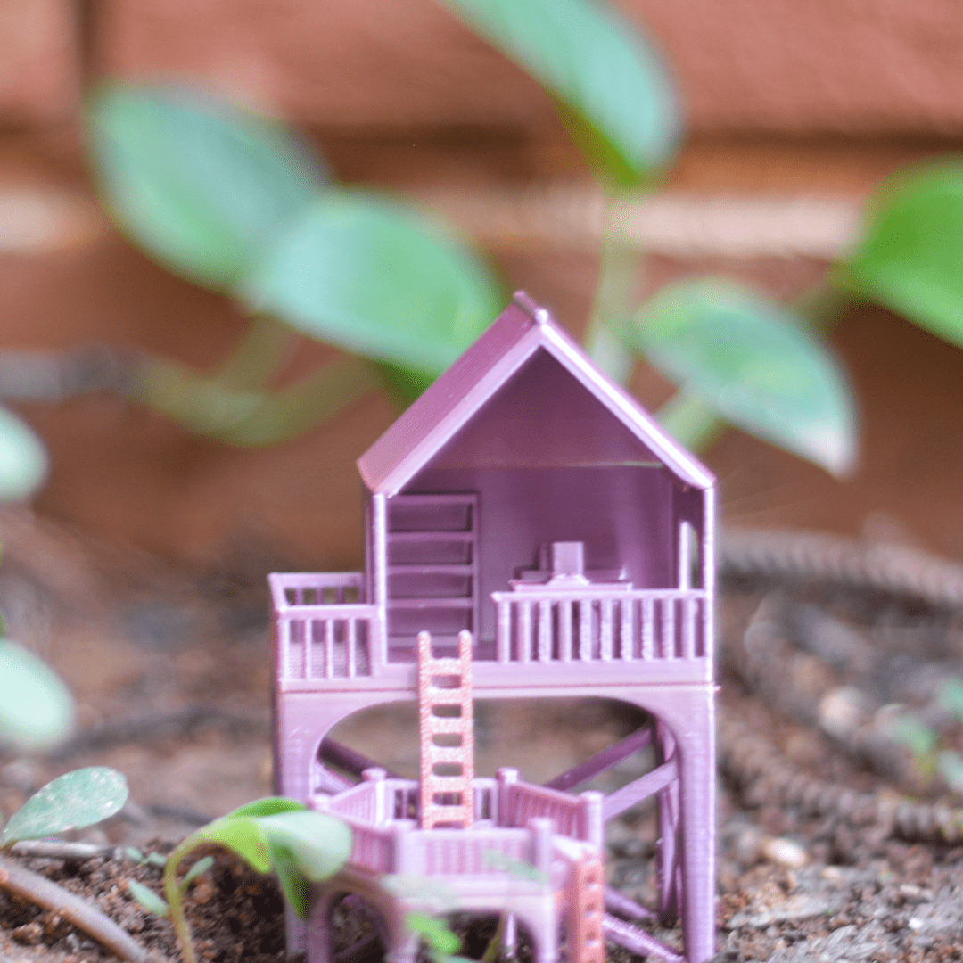 Miniature Treehouse Garden Decor – Tiny House Accent for Pots, Vases & Fairy Gardens